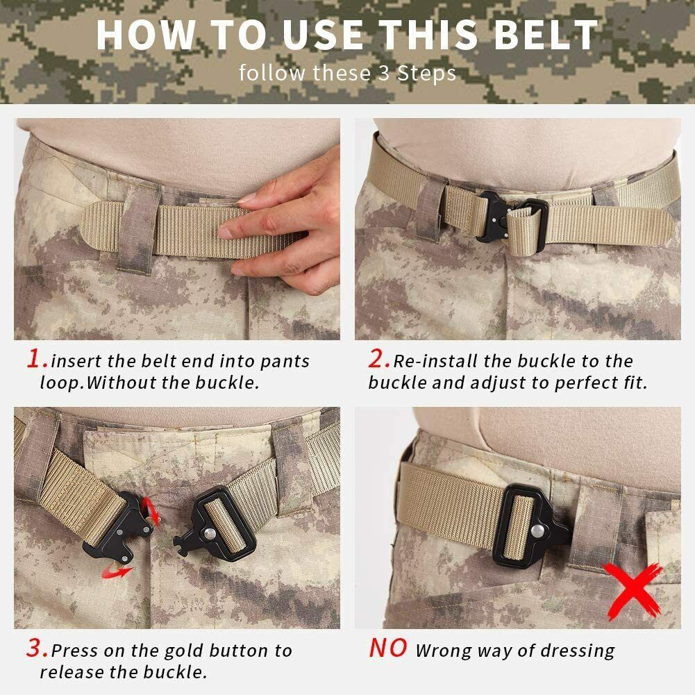 Heavy-Duty Tactical Military Belt for Men with Quick-Release Buckle