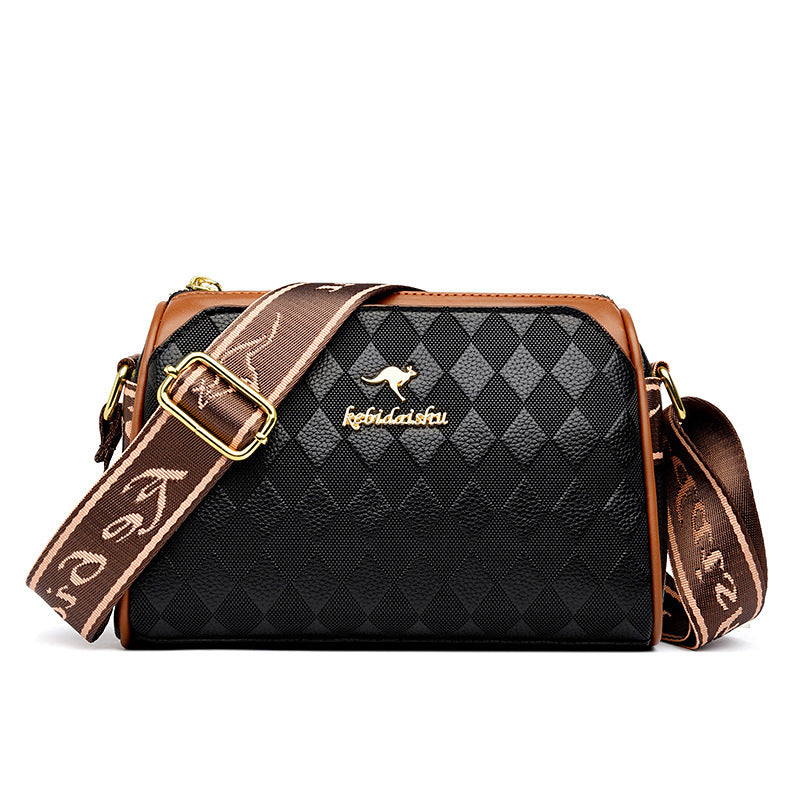 Women's Quilted PU Leather Shoulder Bag - Retro European Style