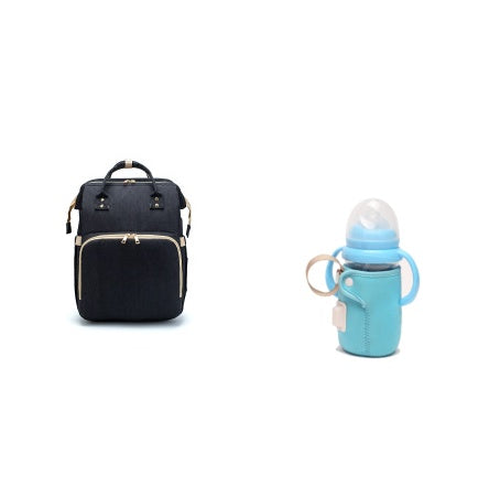 Multi-Function USB Charging Mommy Backpack with Folding Baby Bed