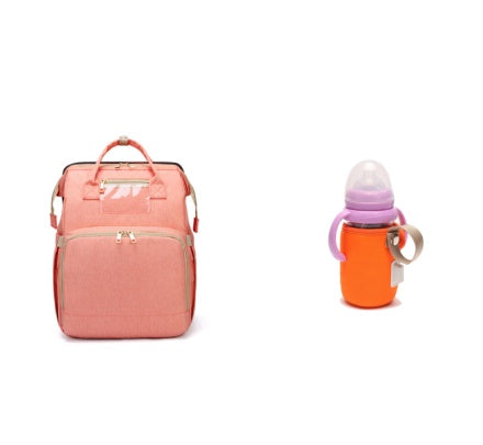 Multi-Function USB Charging Mommy Backpack with Folding Baby Bed