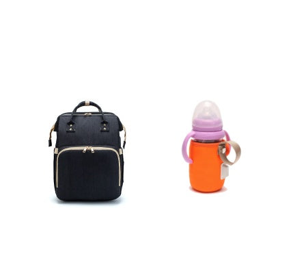 Multi-Function USB Charging Mommy Backpack with Folding Baby Bed