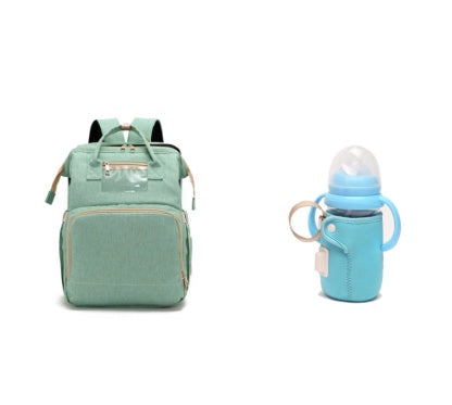 Multi-Function USB Charging Mommy Backpack with Folding Baby Bed