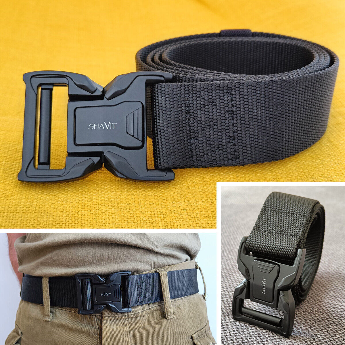 Heavy-Duty Tactical Military Belt for Men with Quick-Release Buckle - Nylon Webbing for Hiking & Work