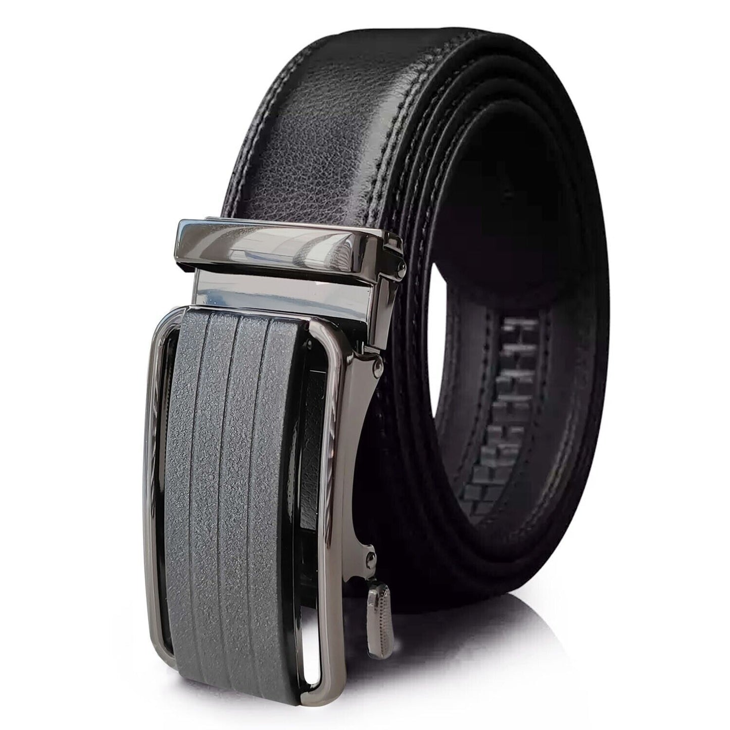 Premium Men's Ratchet Belt with Automatic Slide Buckle – Adjustable PU Leather