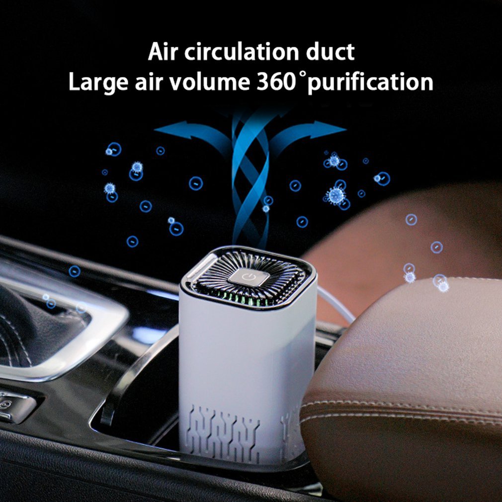 Compact Car Air Purifier – Portable Negative Ion Cleaner for Smoke, Dust & Odor Removal