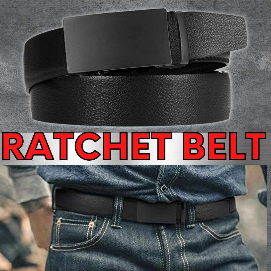 Men's Microfiber Leather Ratchet Belt - Adjustable Automatic Buckle All Black