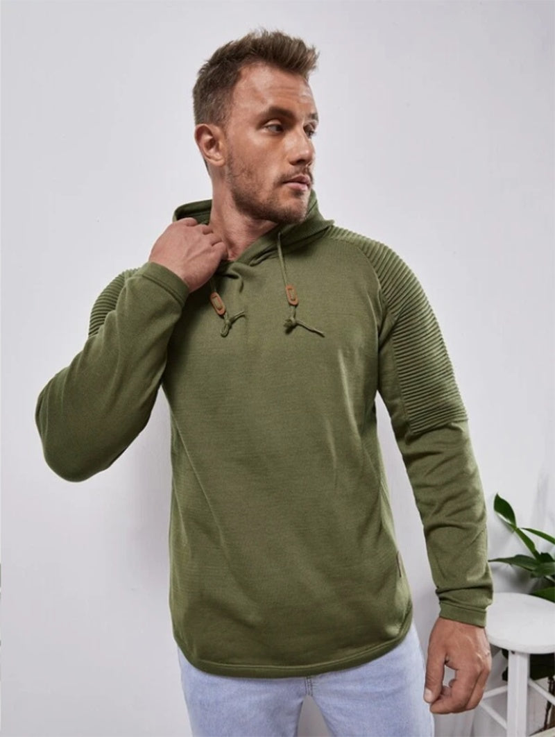 Slim fit Men Pullover Hoodie Solid Color Casual Male Long Sleeve Hoodie - Exoteez Designs