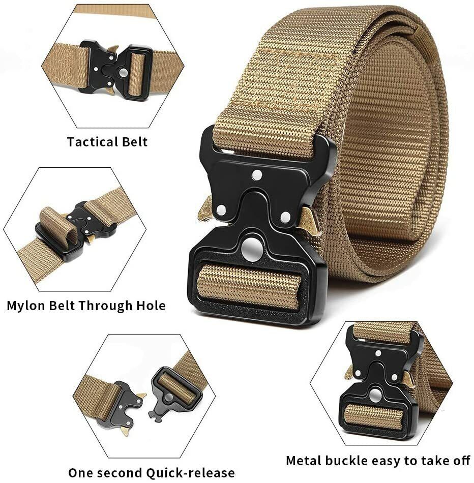 Heavy-Duty Tactical Military Belt for Men with Quick-Release Buckle