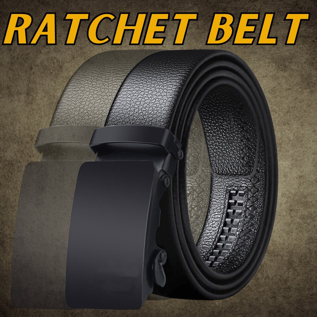 Men's Microfiber Leather Ratchet Belt - Adjustable Automatic Buckle All Black