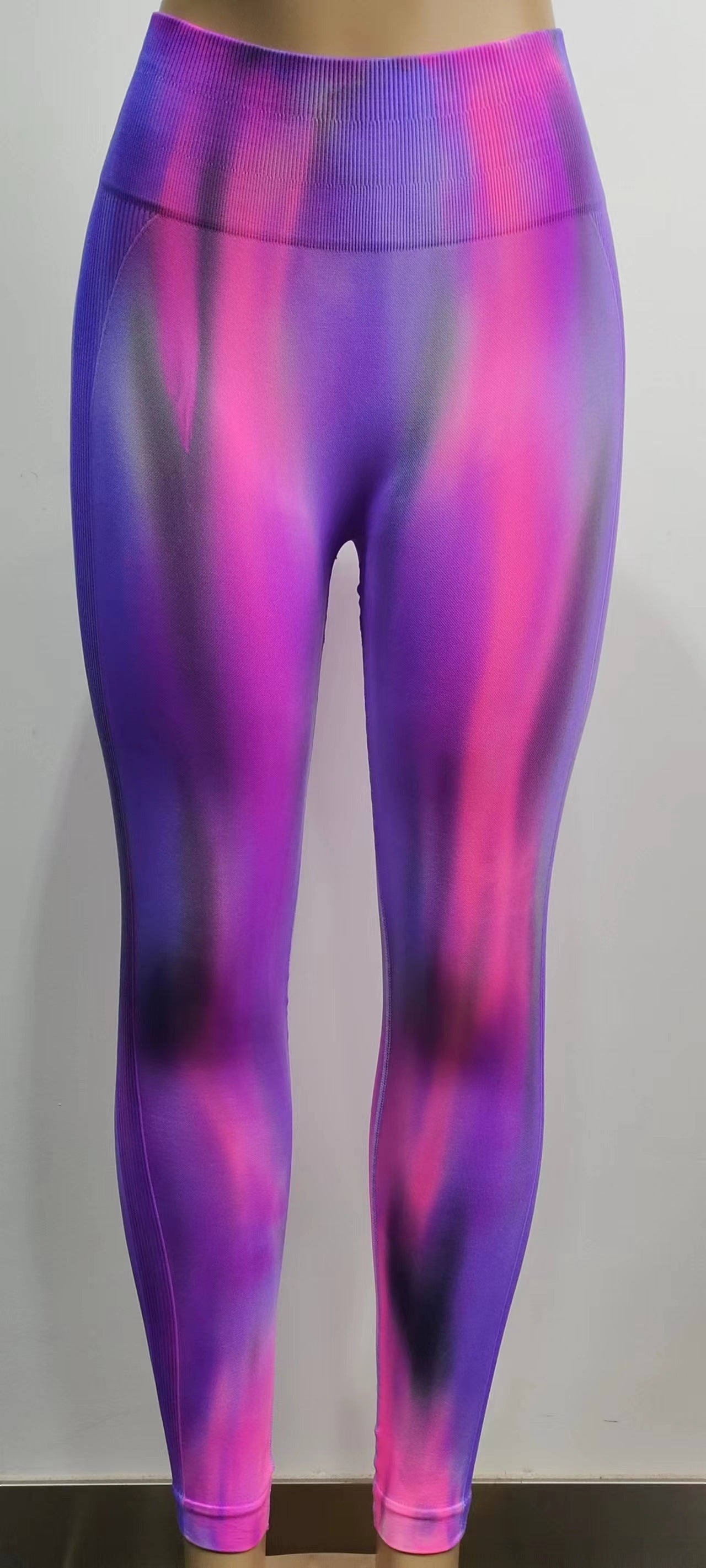 High-Waisted Tie Dye Aurora Print Yoga Pants for Women – Seamless Fitness and Gym Leggings