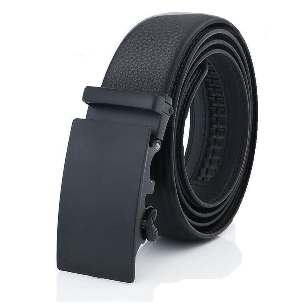 Men's Microfiber Leather Ratchet Belt - Adjustable Automatic Buckle All Black