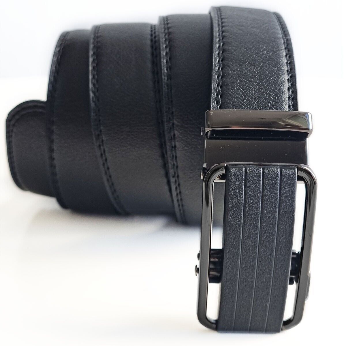 Premium Men's Ratchet Belt with Automatic Slide Buckle – Adjustable PU Leather