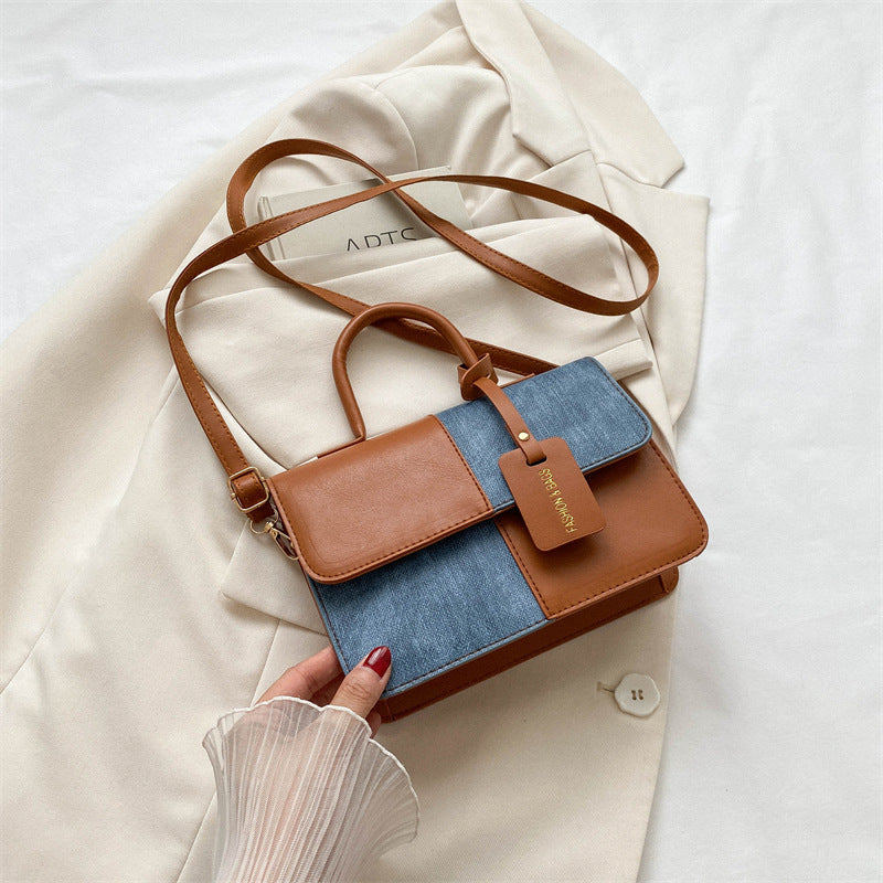 Stylish Stitching Texture Portable Shoulder Crossbody Bag for Women