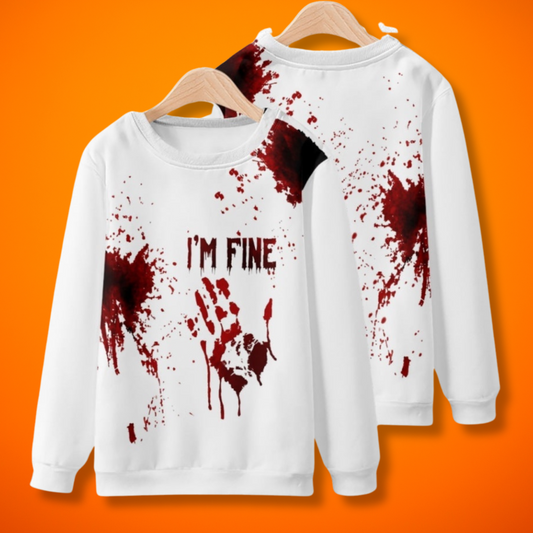 "I’m Fine" Halloween 3D Printed Pullover – Unleash the Spooky Spirit