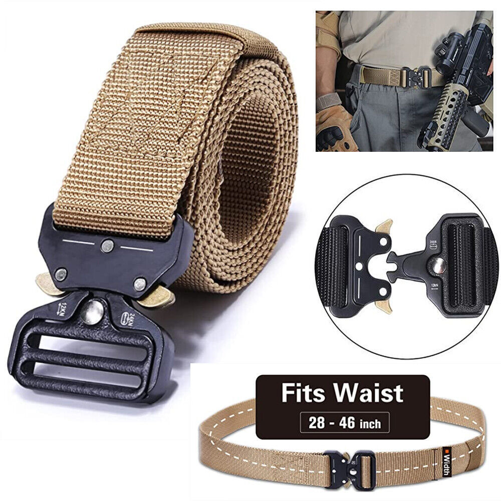 Heavy-Duty Tactical Military Belt for Men with Quick-Release Buckle