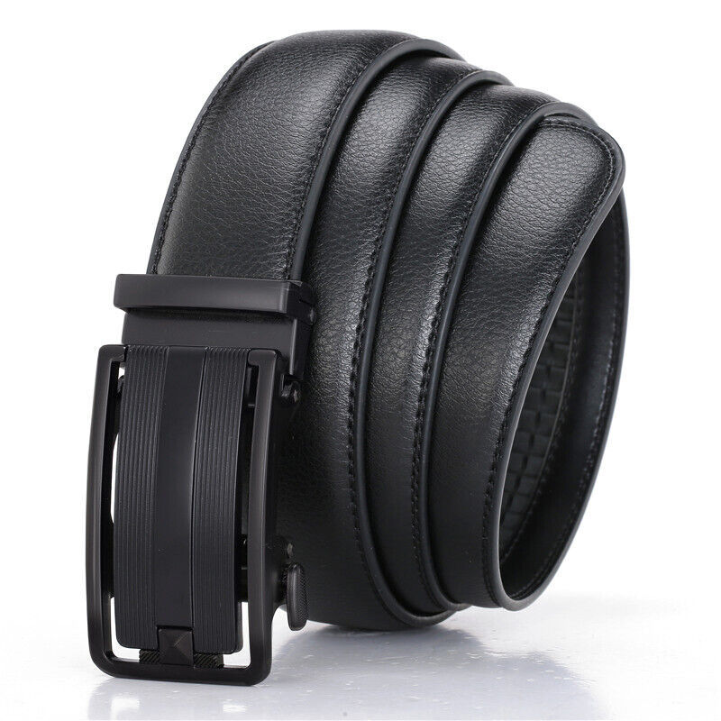 Men's Premium Ratchet Belt with Slide Buckle – Adjustable PU Leather Belt for Formal and Casual Wear