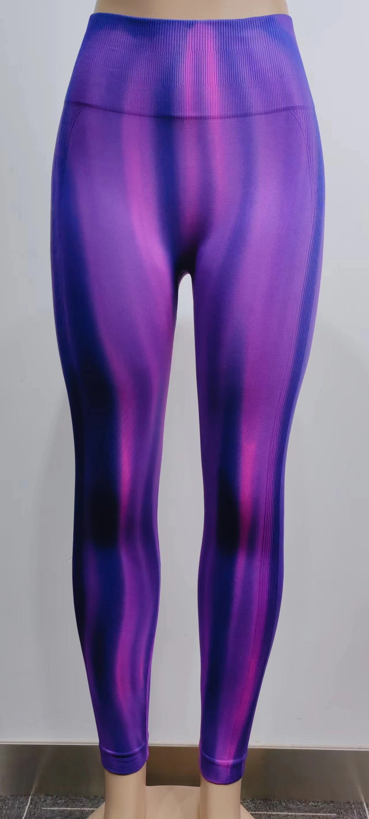 High-Waisted Tie Dye Aurora Print Yoga Pants for Women – Seamless Fitness and Gym Leggings