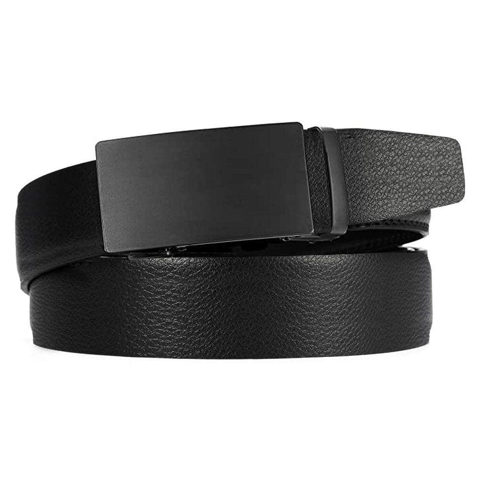 Men's Microfiber Leather Ratchet Belt - Adjustable Automatic Buckle All Black