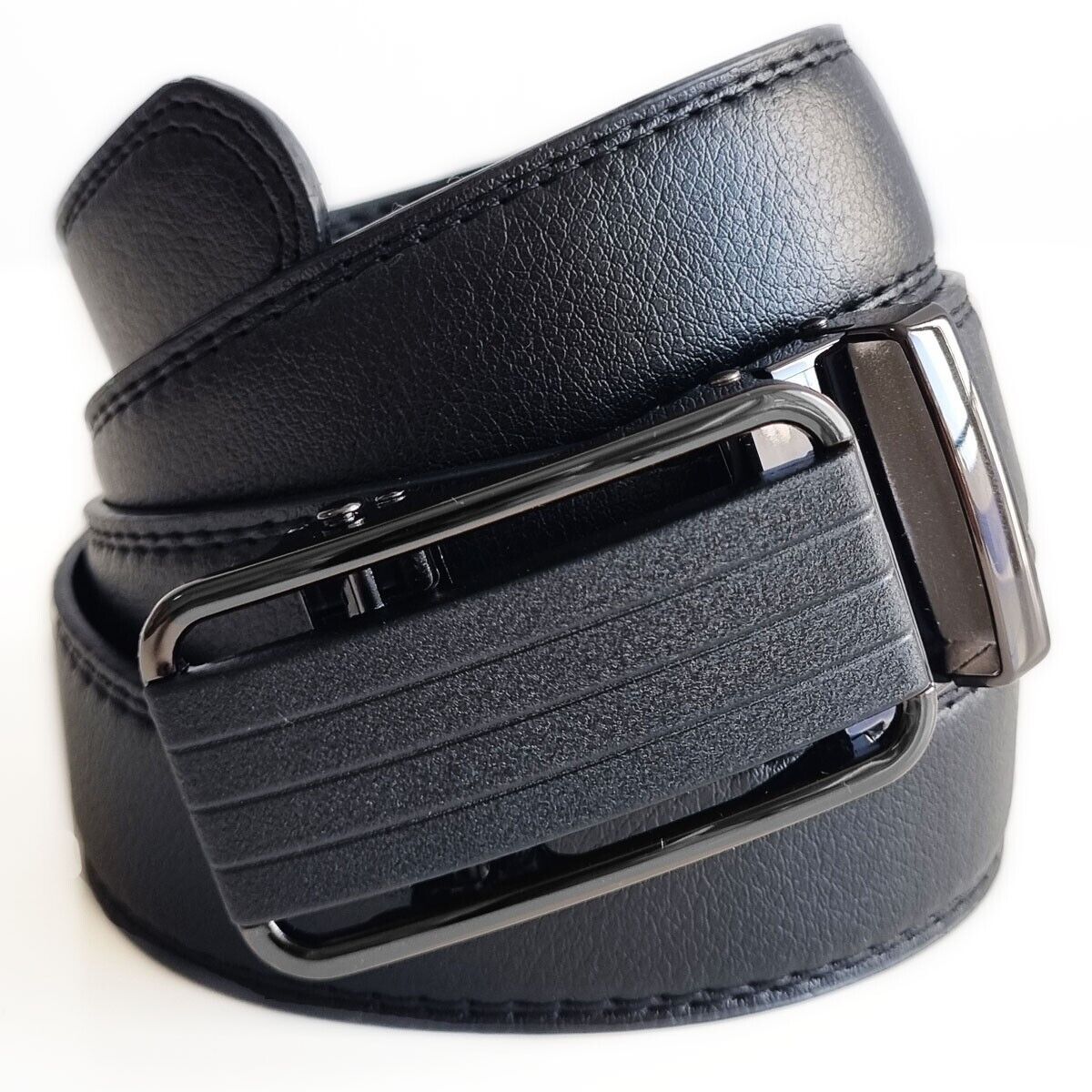 Premium Men's Ratchet Belt with Automatic Slide Buckle – Adjustable PU Leather