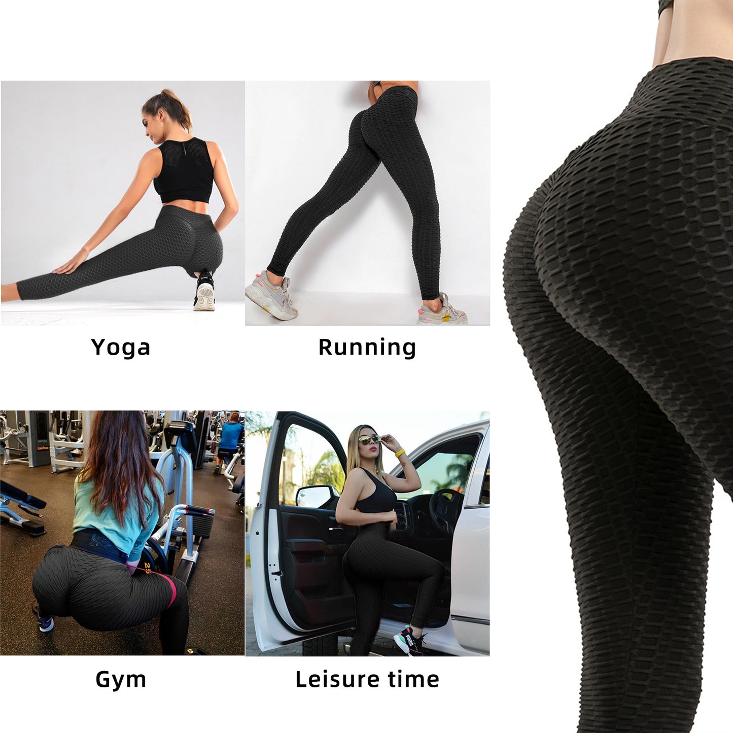 Women TIK Tok Leggings Bubble Textured Leggings Butt Lifting Yoga Pants Black Amazon Banned - Exoteez Designs