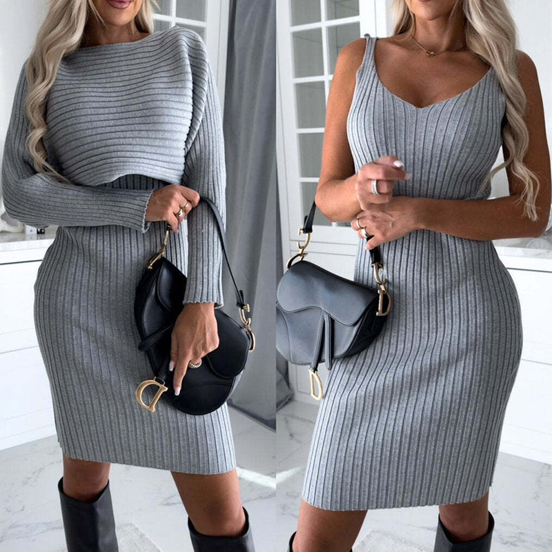 Stylish Ribbed Knit Dress Set – Versatile 2-Piece for Every Occasion - Exoteez Designs