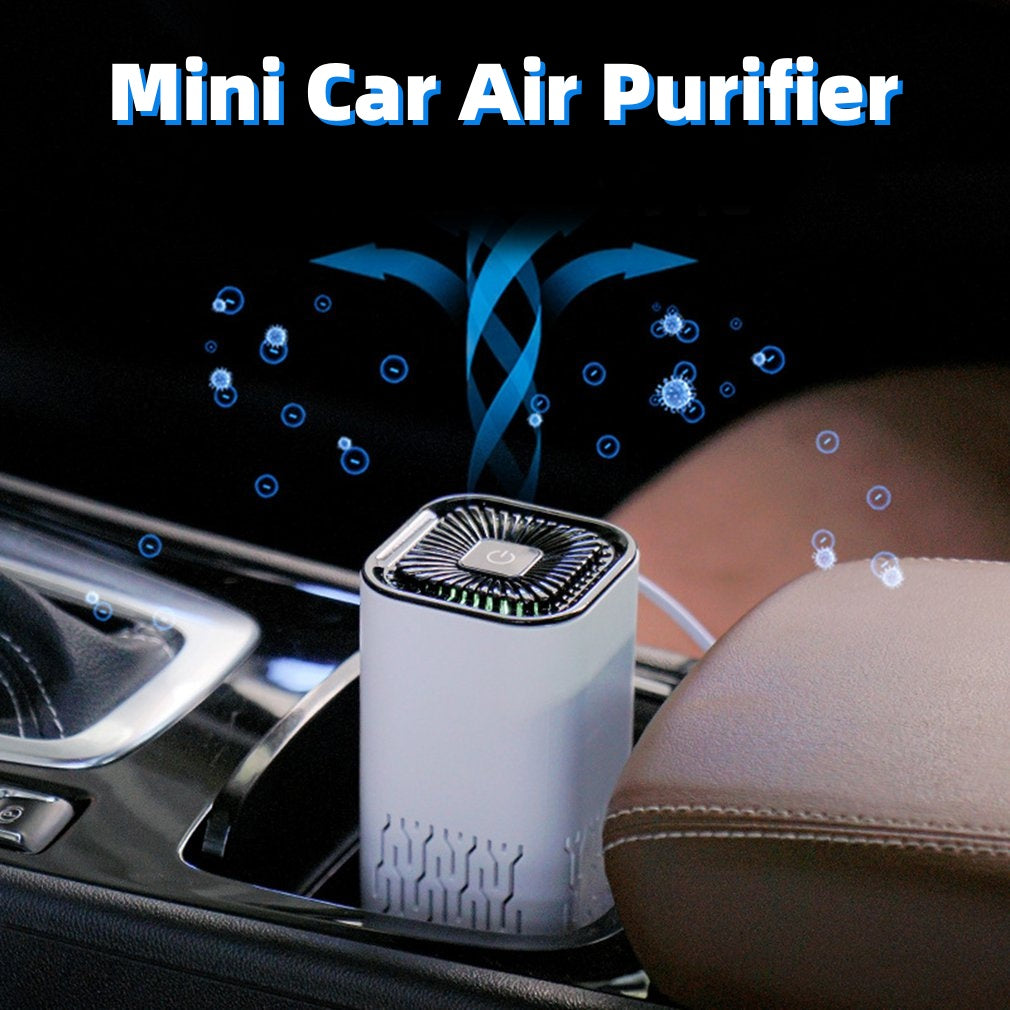 Compact Car Air Purifier – Portable Negative Ion Cleaner for Smoke, Dust & Odor Removal