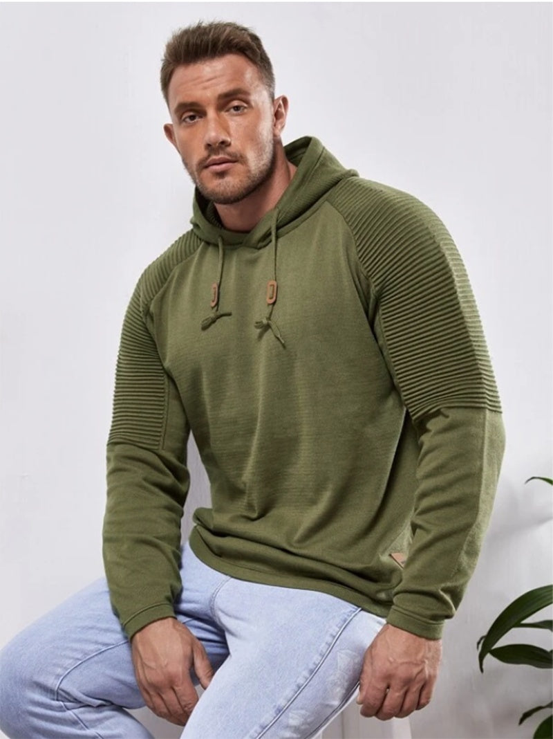 Slim fit Men Pullover Hoodie Solid Color Casual Male Long Sleeve Hoodie - Exoteez Designs